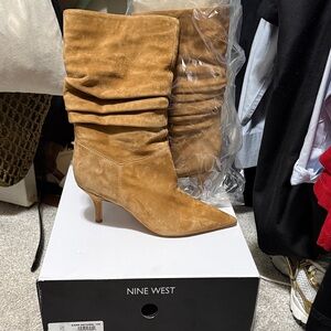 Nine West Camel Suede Heeled Boots